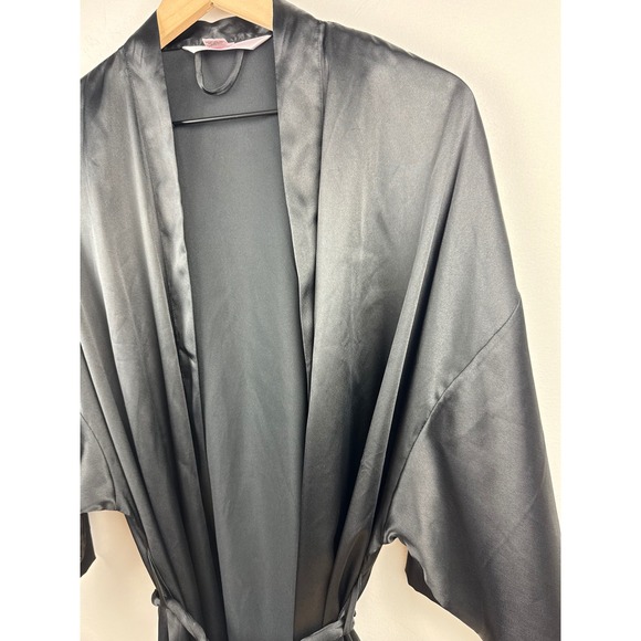Victoria's Secret Angels Black Satin Kimono Robe O/S One Size - Picture 2 of 8